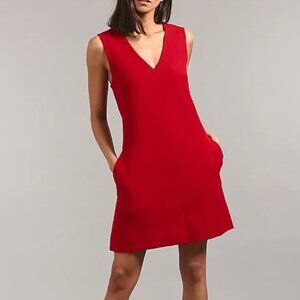 GAP Shift Dress XS Red V Neck Pockets Valentines Business Casual Sleeveless